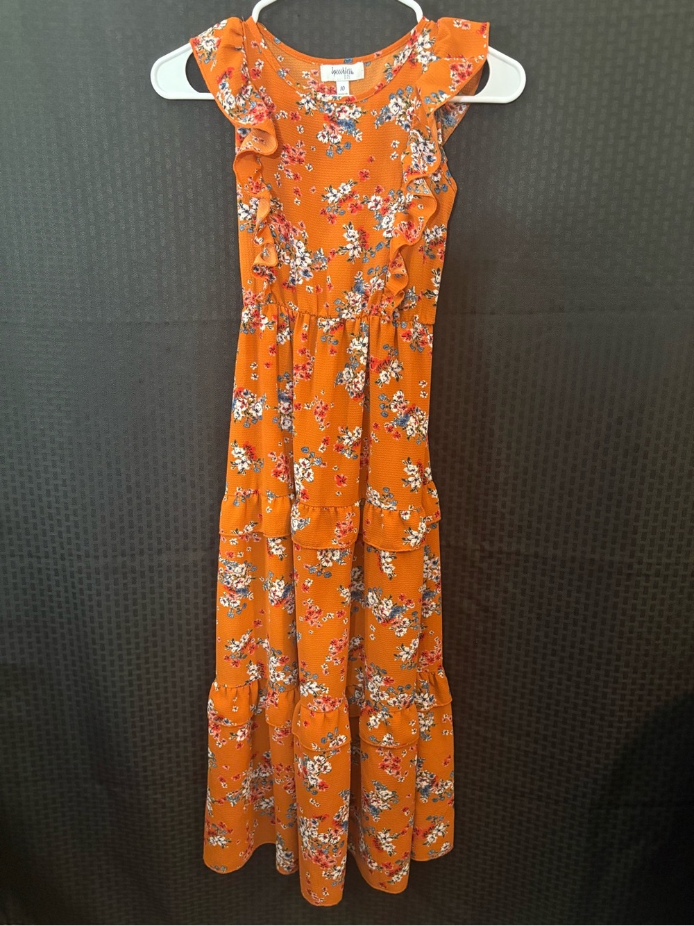 Speechless Orange Floral Ruffle Tiered Maxi Dress